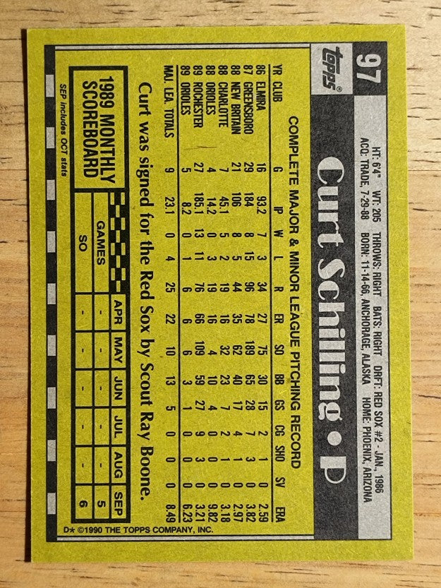 1990 Topps #97 Curt Schilling