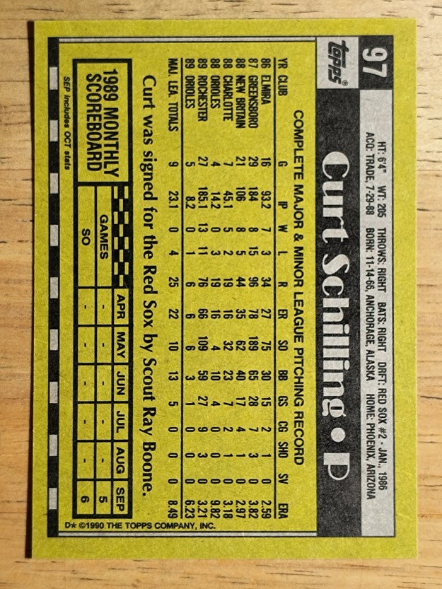 1990 Topps #97 Curt Schilling