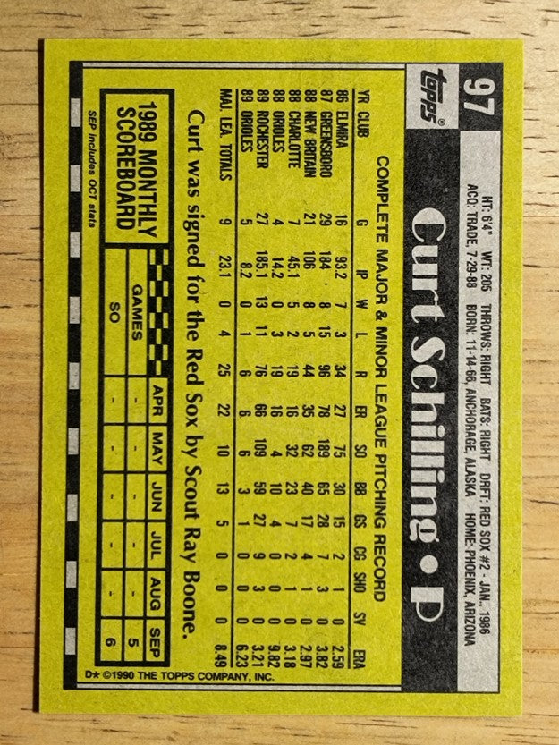 1990 Topps #97 Curt Schilling