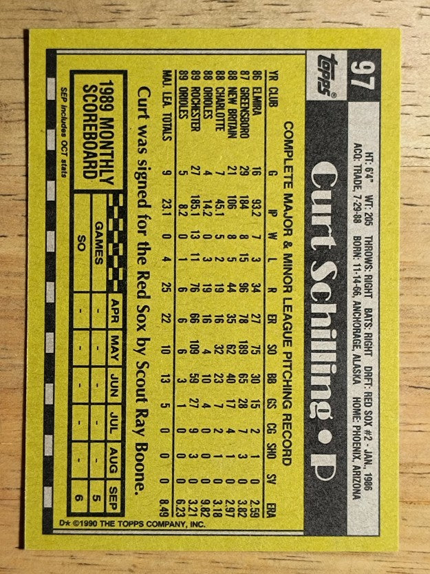 1990 Topps #97 Curt Schilling