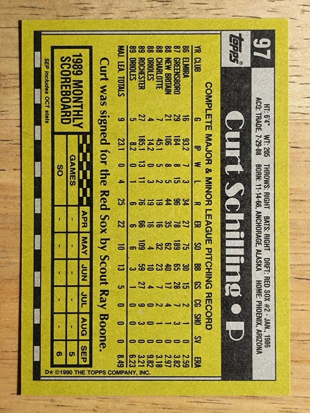 1990 Topps #97 Curt Schilling