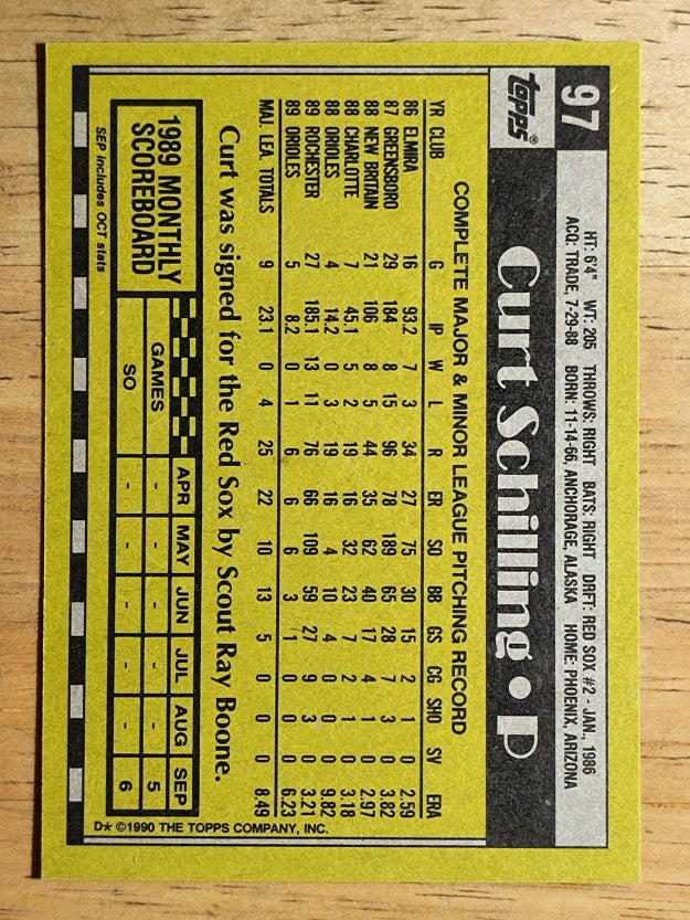 1990 Topps #97 Curt Schilling