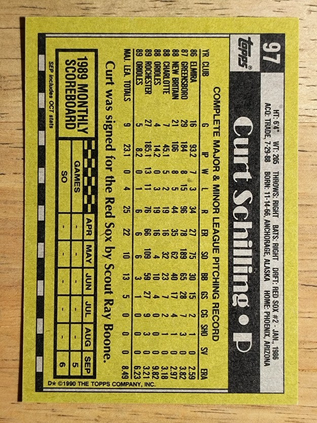 1990 Topps #97 Curt Schilling