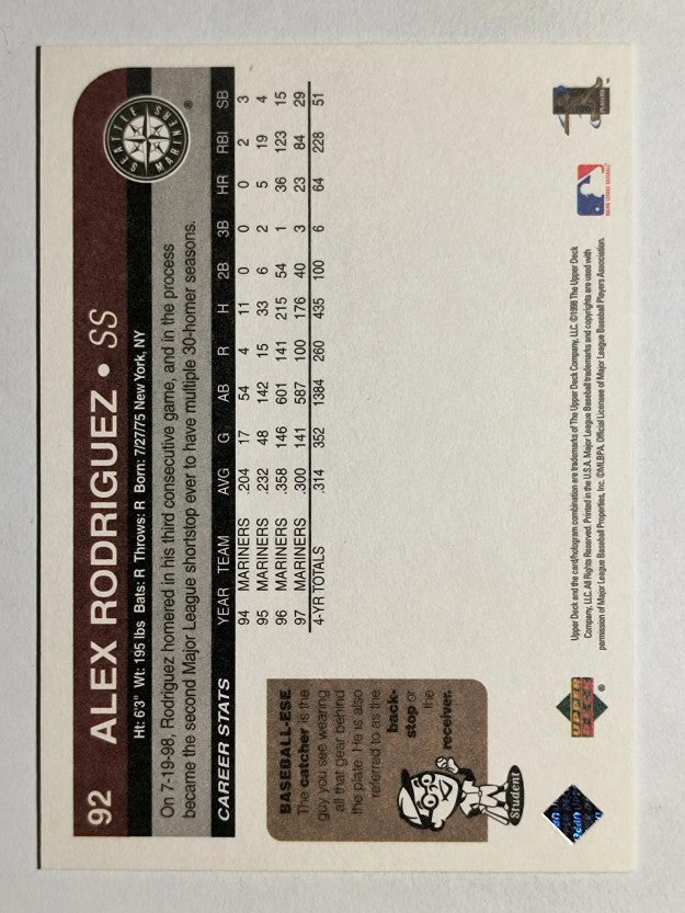 1998 Upper Deck Retro #92 Alex Rodriguez