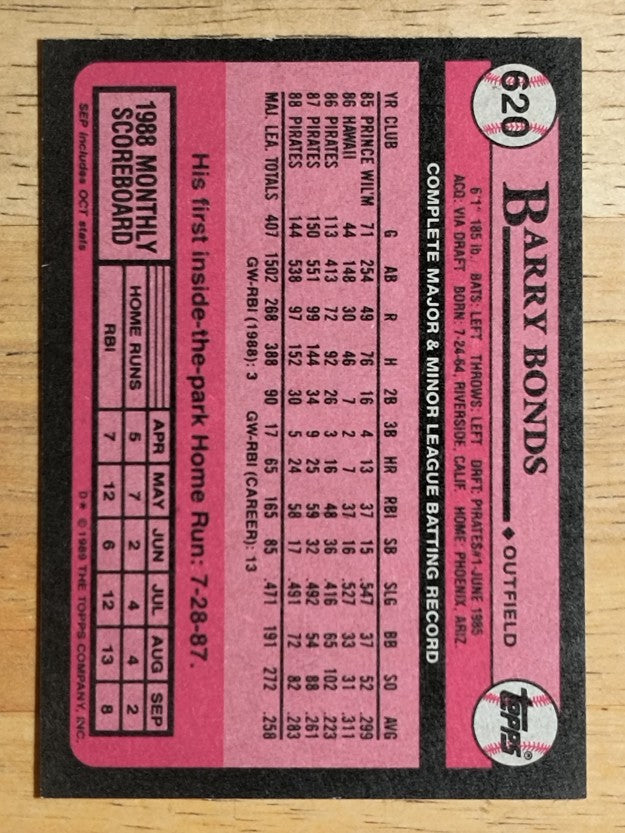 1989 Topps #620 Barry Bonds