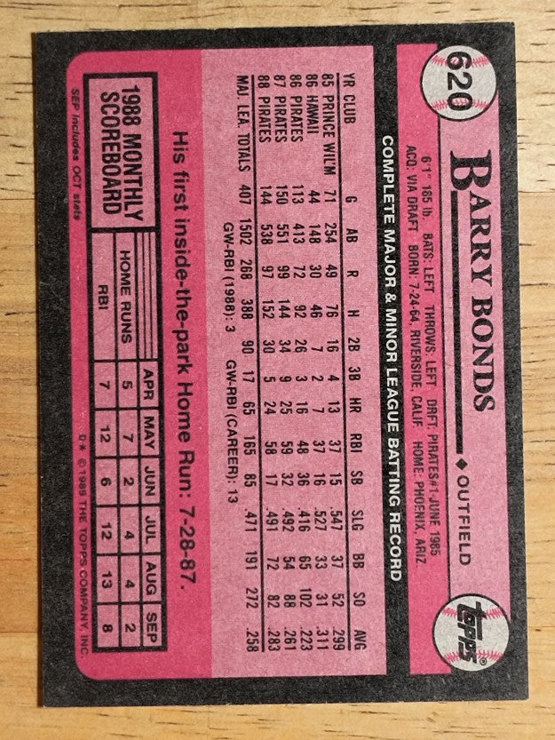 1989 Topps #620 Barry Bonds