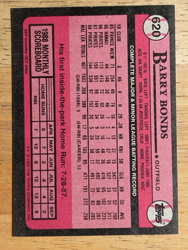 1989 Topps #620 Barry Bonds