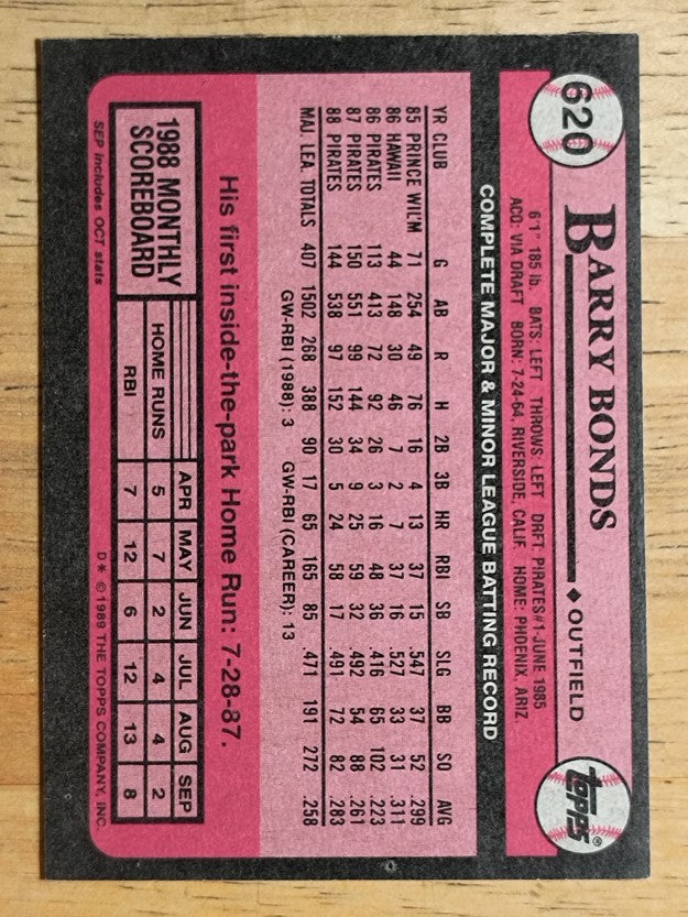 1989 Topps #620 Barry Bonds