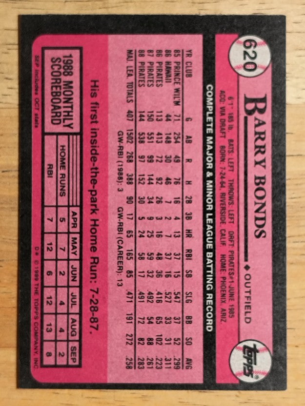 1989 Topps #620 Barry Bonds