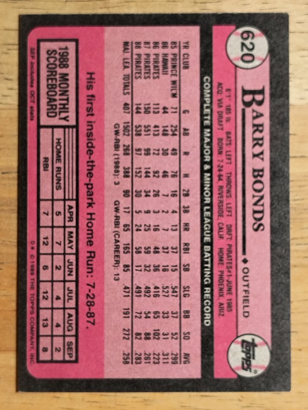 1989 Topps #620 Barry Bonds
