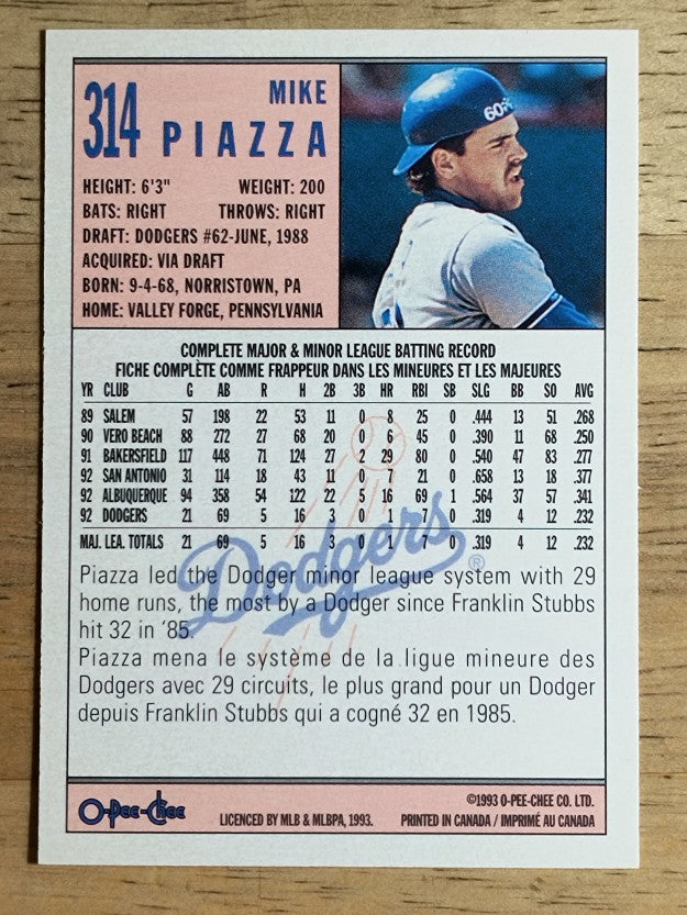 1993 O-Pee-Chee #314 Mike Piazza