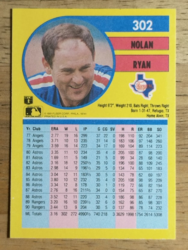 1991 Fleer #302 Nolan Ryan