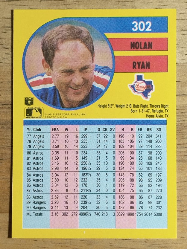 1991 Fleer #302 Nolan Ryan