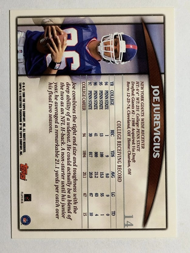 1998 Topps Season Opener #14 Joe Jurevicius RC