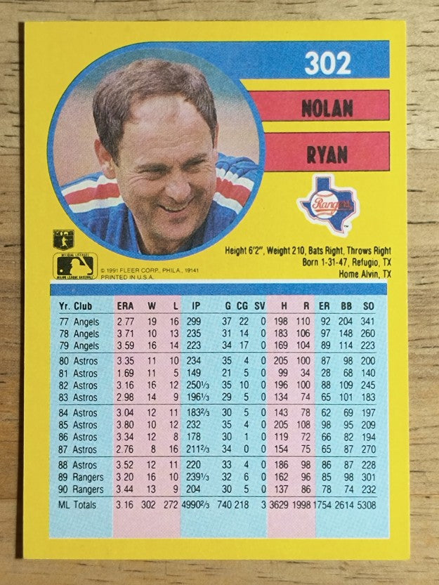 1991 Fleer #302 Nolan Ryan