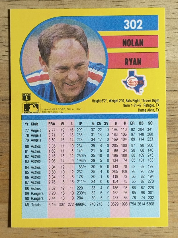1991 Fleer #302 Nolan Ryan