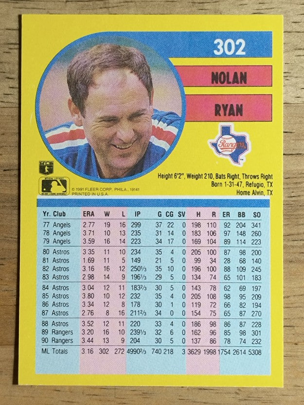 1991 Fleer #302 Nolan Ryan