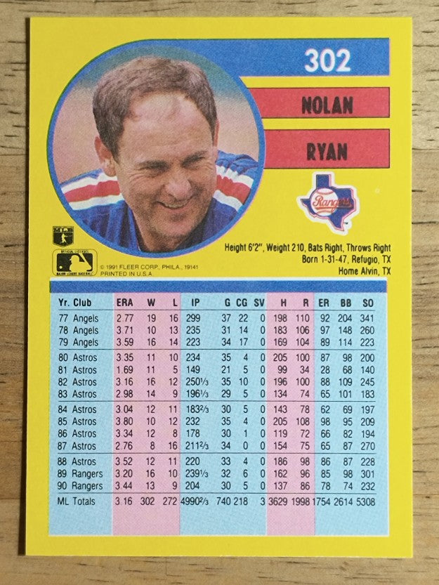 1991 Fleer #302 Nolan Ryan