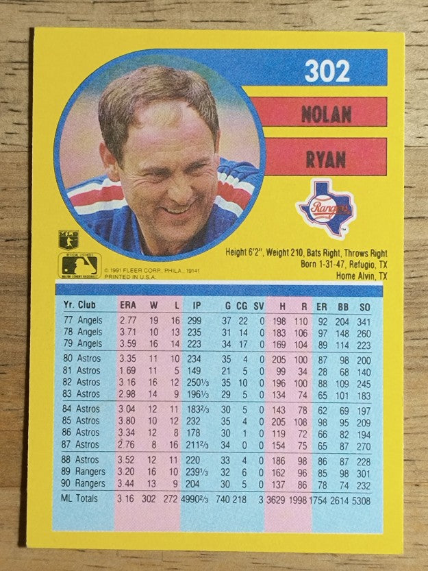 1991 Fleer #302 Nolan Ryan