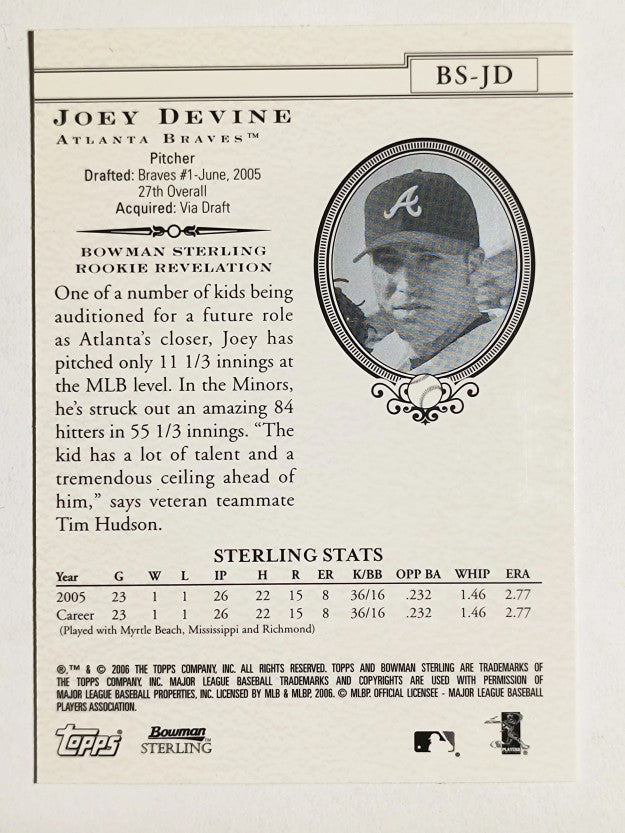 2006 Bowman Sterling #JD Joey Devine RC
