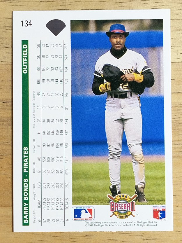 1992 Upper Deck #134 Barry Bonds