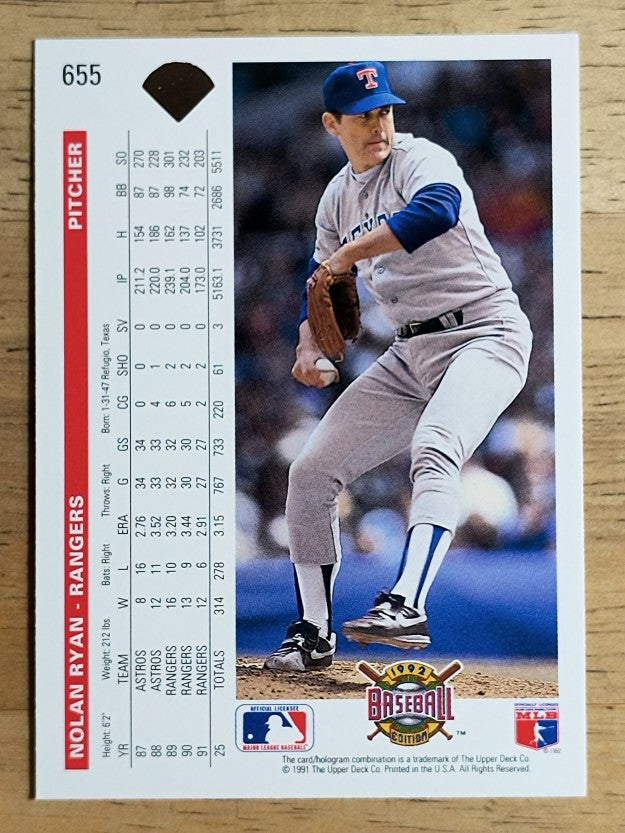 1992 Upper Deck #655 Nolan Ryan