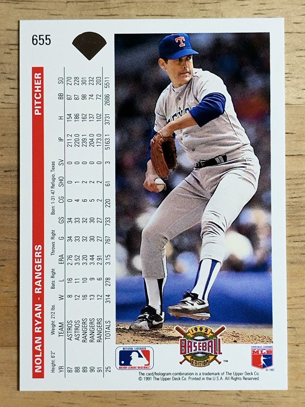 1992 Upper Deck #655 Nolan Ryan