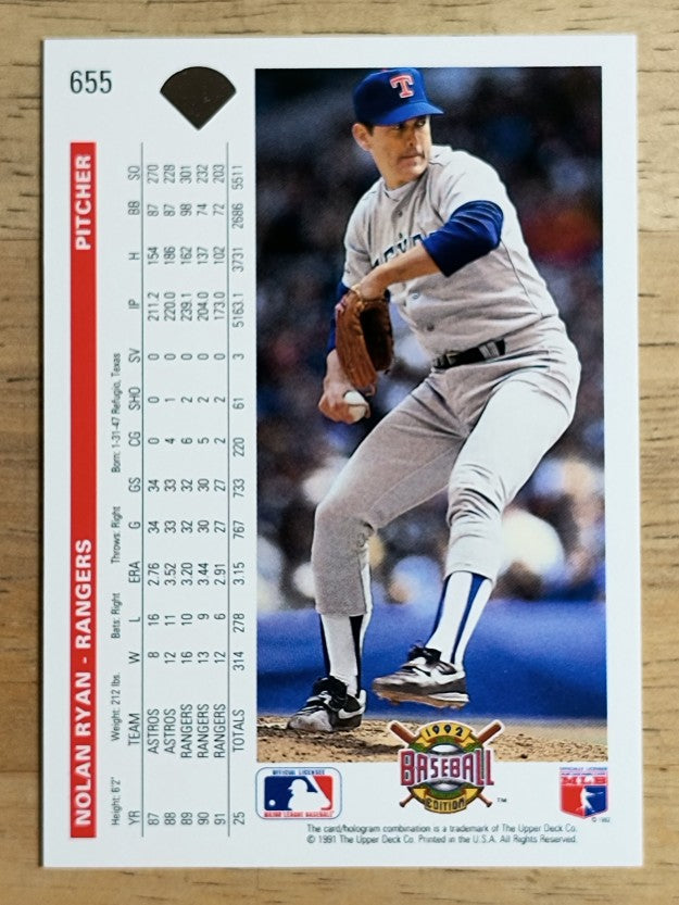 1992 Upper Deck #655 Nolan Ryan