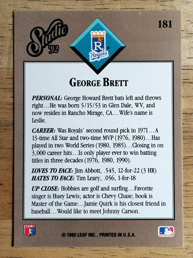 1992 Studio #181 George Brett