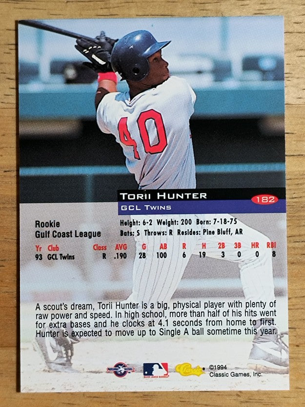 1994 Classic #182 Torii Hunter