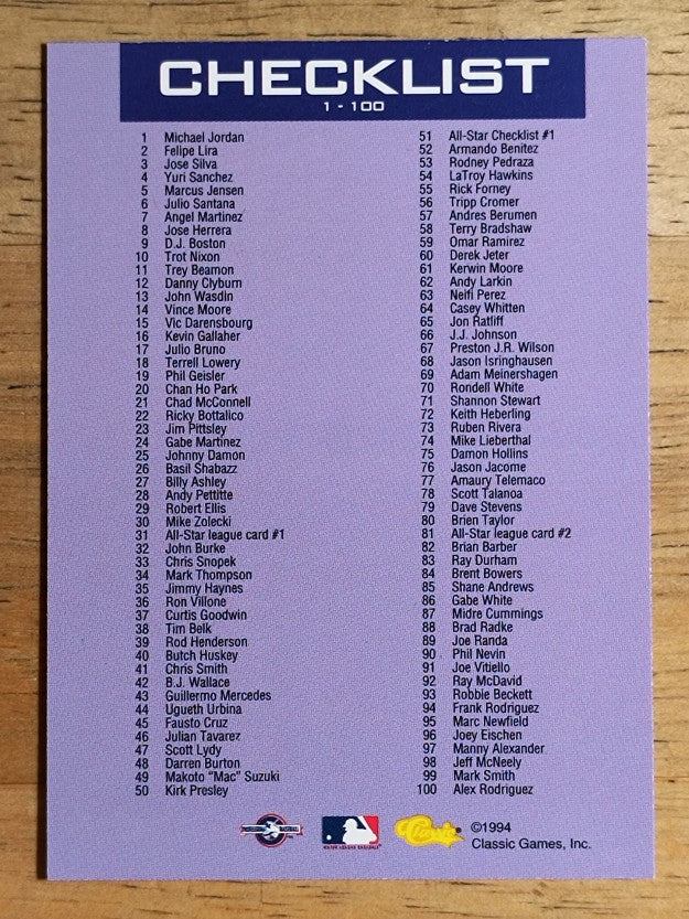 1994 Classic #51 Alex Rodriguez CL