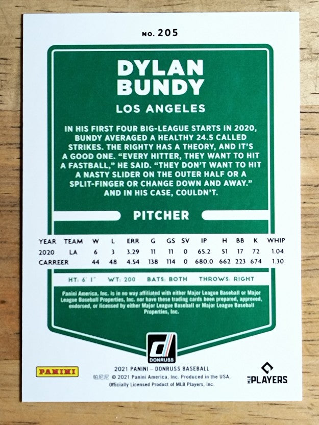 2021 Donruss #205 Dylan Bundy