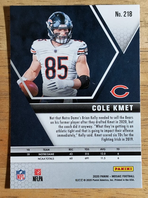 2020 Panini Mosaic #218 Cole Kmet RC