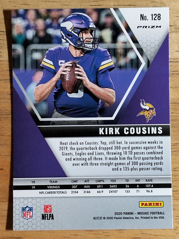 2020 Panini Mosaic Mosaic Reactive Blue #128 Kirk Cousins