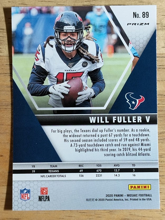 2020 Panini Mosaic Mosaic Reactive Blue #89 Will Fuller V