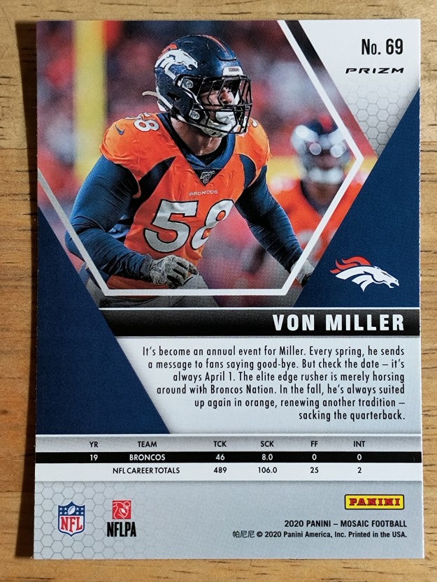 2020 Panini Mosaic Mosaic Reactive Blue #69 Von Miller