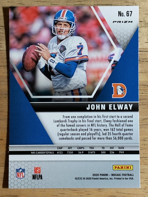 2020 Panini Mosaic Mosaic Reactive Blue #67 John Elway