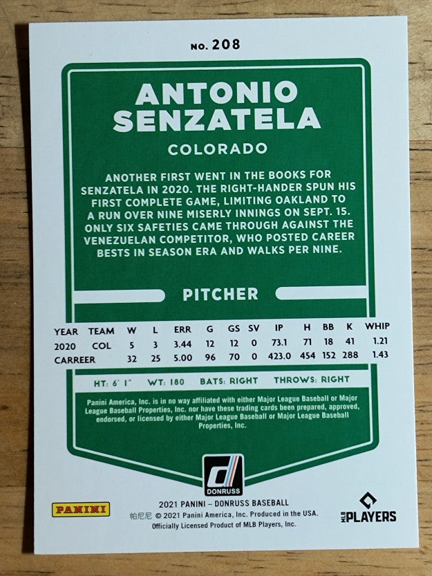 2021 Donruss #208 Antonio Senzatela