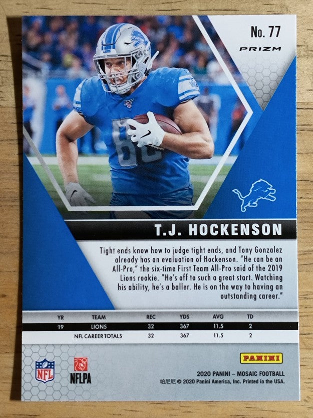 2020 Panini Mosaic Mosaic Camo Pink #77 T.J. Hockenson