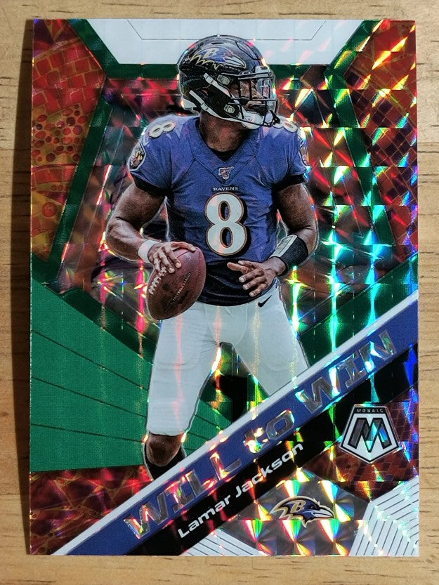 2020 Panini Mosaic Will to Win Mosaic Green #2 Lamar Jackson