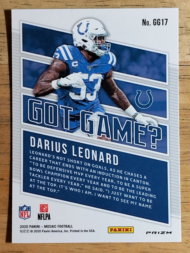 2020 Panini Mosaic Got Game Mosaic Green #17 Darius Leonard