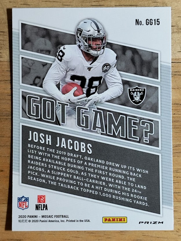 2020 Panini Mosaic Got Game Mosaic Green #15 Josh Jacobs