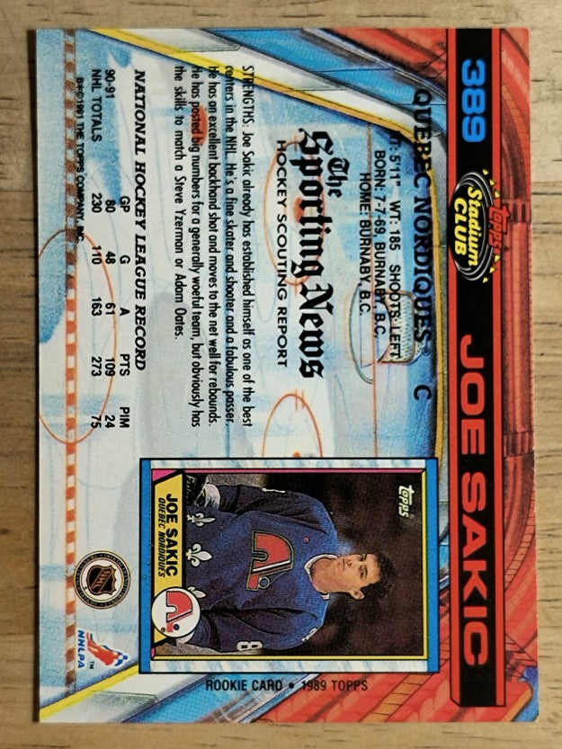 1991-92 Stadium Club #389 Joe Sakic