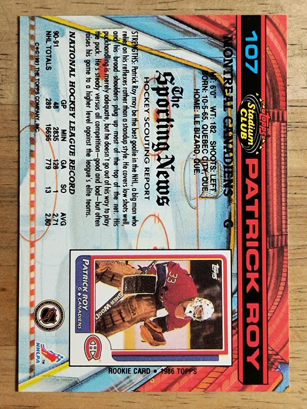 1991-92 Stadium Club #107 Patrick Roy