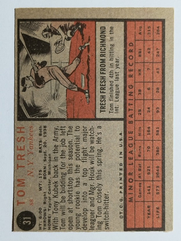 1962 Topps #31 Tom Tresh RC (EX)