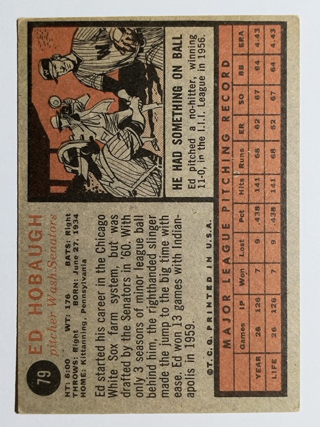 1962 Topps #79 Ed Hobaugh (EX)