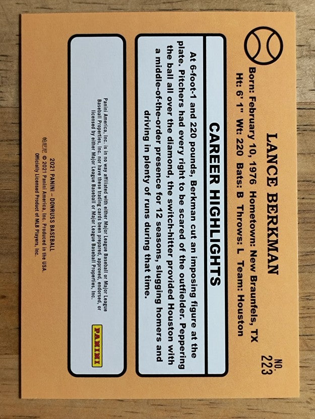 2021 Donruss #223 Lance Berkman RETRO