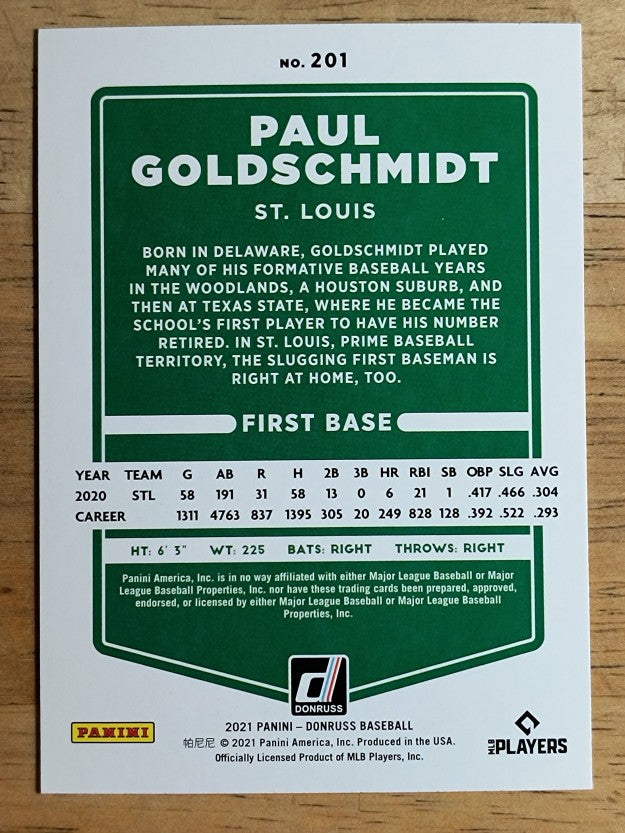 2021 Donruss #201 Paul Goldschmidt