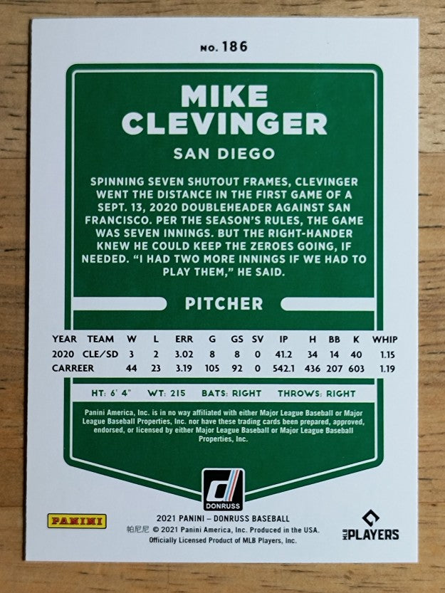 2021 Donruss #186 Mike Clevinger