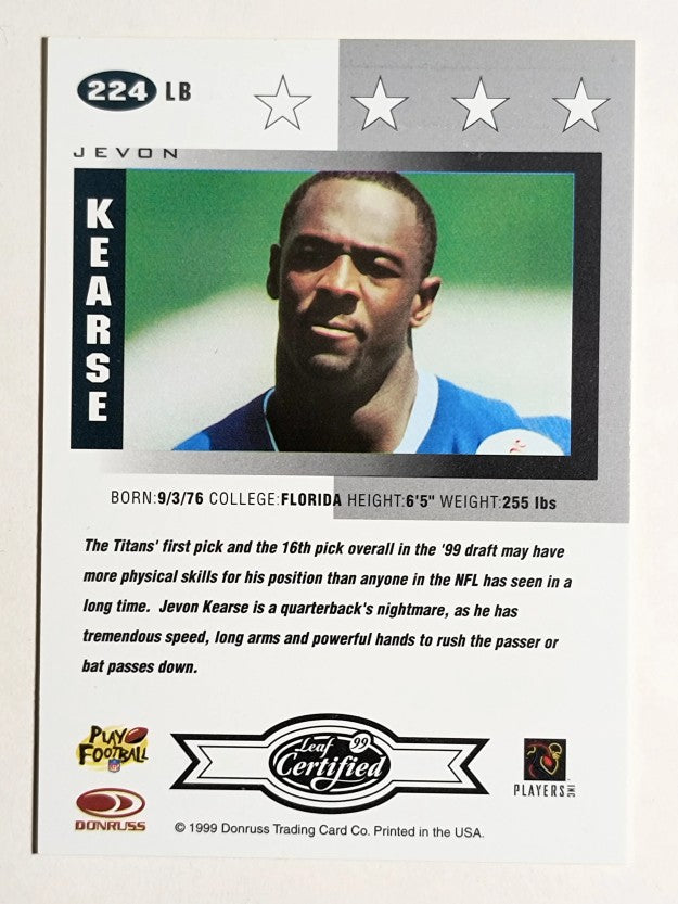 1999 Leaf Certified #224 Jevon Kearse RC